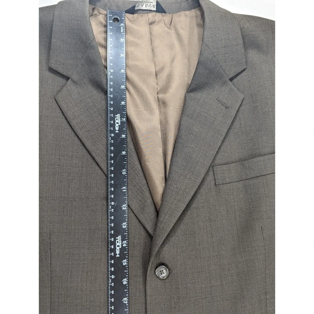 Jos Bank Blazer Coat Sport Suit Jacket 100% Wool Brown Green Crosshatch 46XLong